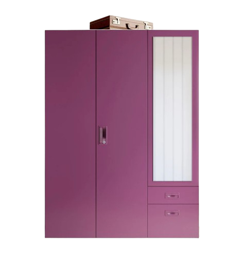 Godrej Interio Slimline Blend Metal 3 Door Almirah  (Finish Color - Textured Purple, Mirror Included, Knock Down)