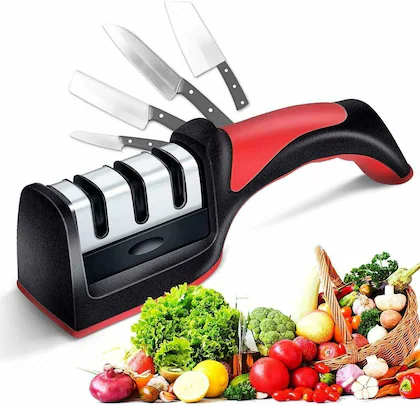 Urban Yard 3 Stages Manual Kitchen Knife Sharpener | Durable & Lightweight, 3-Stage Knife sharpner Resistant, Sturdy Design